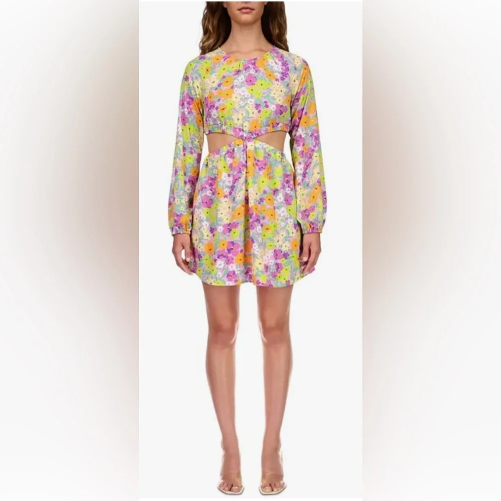 NWT Sanctuary Women's Long-Sleeve Cut-Out Dress-Fresh Garden - Picture 2 of 9